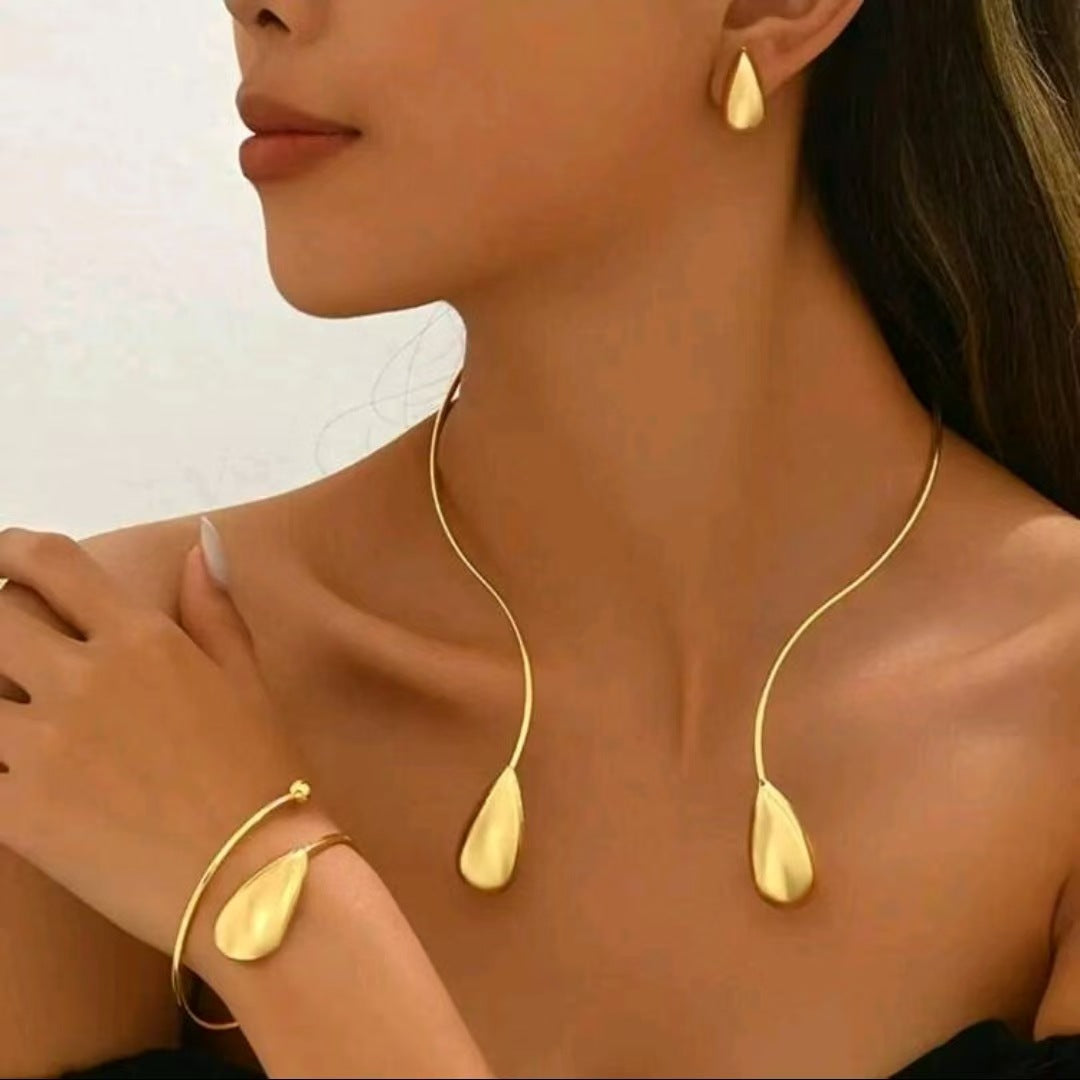 Wholesale Punk style alloy water drop pendant necklace